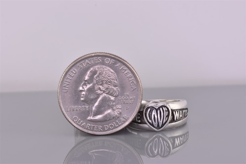 JNR Sterling Silver Carved TRUE LOVE WAITS Cross Heart Band Ring 925 Sz: 8.5 - Picture 8 of 8