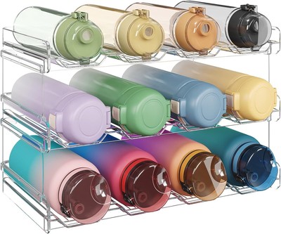 Lifewit Stackable Water Bottle Organizer for Cabinet, 12-bottle, B 12-bottle 