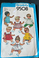 1980 Simplicity Pattern 9508 Wardrobe for Vinyl Dolls Large 18"-20" Uncut