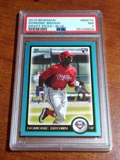 2010 Bowman DOMONIC BROWN Draft Picks BLUE Rookie 79/399 Phillies Pop 1 PSA 7