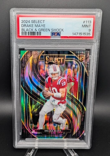 2024 Select Drake Maye #113 Black & Green Shock PSA 9 New England Patriots