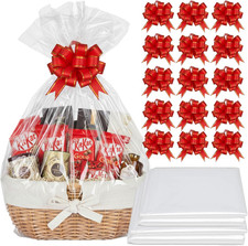 30Pcs Extra Large Cellophane Bags for Hampers 50X70 CM, Hamper Wrapping Cellopha