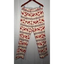 Hanna Andersson Organic Cotton Fair Isle Reindeer PJ Pants Women's M Christmas