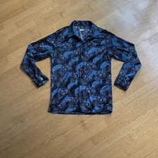 Vtg JCPenney Shirt Mens Medium Polyester Disco Hippy Floral 60s 70s Soul Train