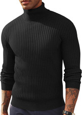 Men'S Slim Fit Turtleneck Sweater Casual Ribbed Knitted Pullover Sweaters