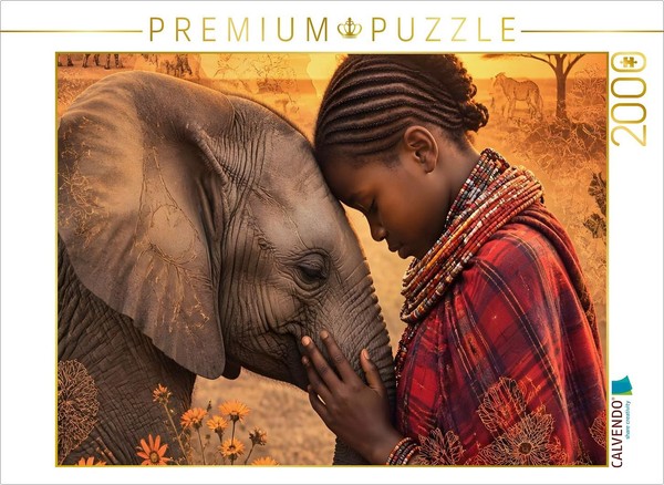 Calvendo Puzzle Hearts Of The Savannah: Maasai Girls & A Baby Elephant | 2000 Pi-image