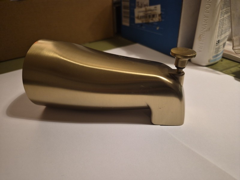 Brushed Gold/Champayne Tub Spout W/ Diverter. New Open Box