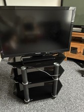 Panasonic Black & Silver Tv Telly With Glass Black & Metallic Silver Tv Stand