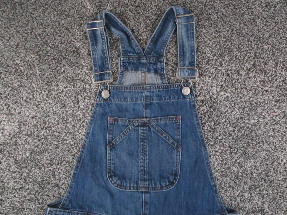 GAP Denim Overalls Womens XS Blue Cropped Slouch Adjustable Straps Pockets 31x26 - Image 2 of 4