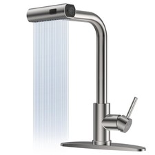FEELSO 4-Mode Kitchen Sink Faucet, Pull Down Sprayer, Brushed Nickel Lead-F...