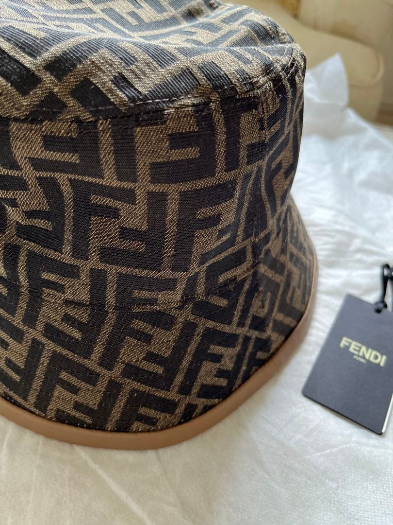 FENDI FF Logo Bucket Hat Brown Beige Unisex Size M-L With  display picture 1