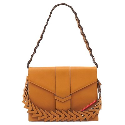LOEWE 2WAY bag Flap bag leather  Brown Gold Metal Handbag Shoulder Braided