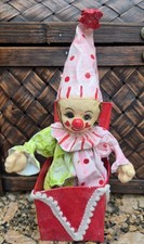 Papier Mache Clown Jack In The Box 8.5 Inches Penco Excellent