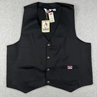 NEW Ben Davis Canvas Vest Snap Button Waistcoat 2XL Mens Black USA Made NWT