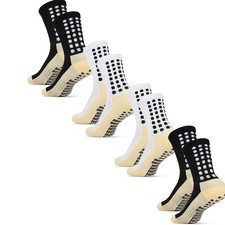 Kids Grip Athletic Socks 4 Pairs Soccer anti Slip Sports Socks for 8-12 Years