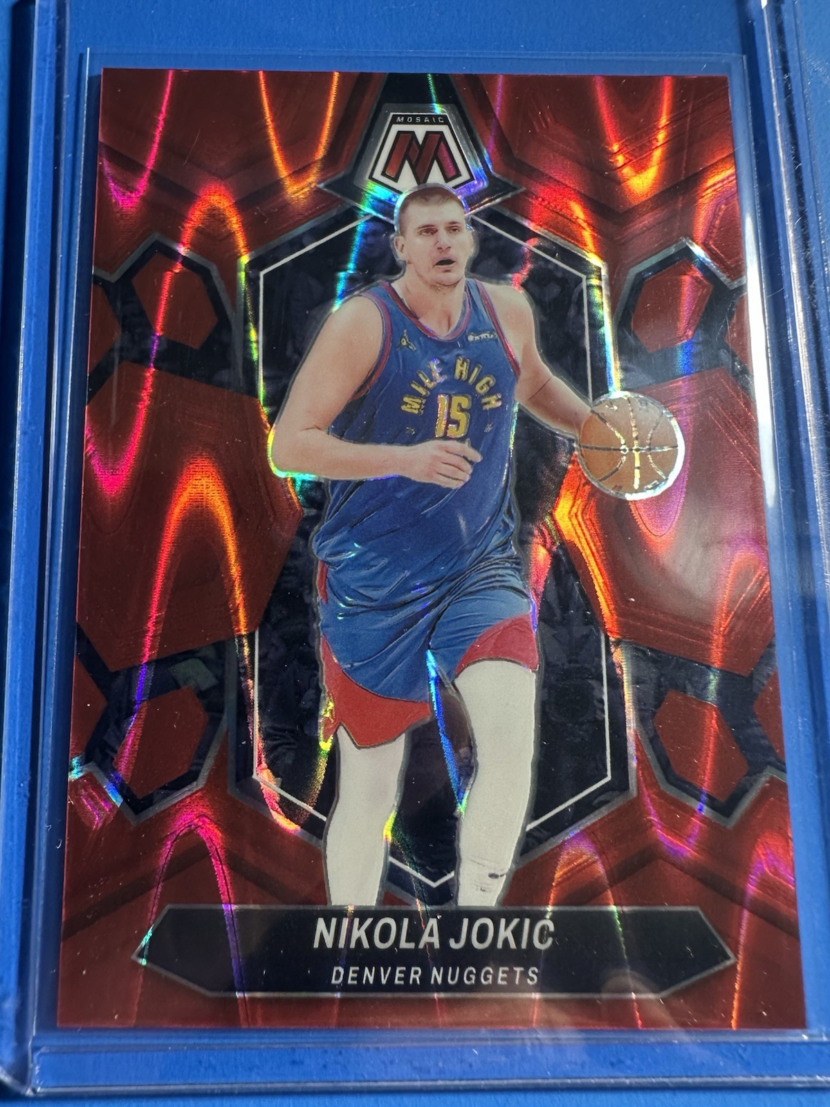 2023-24 Panini Mosaic - Nikola Jokic #47 Red Seismic Prizm /299 Denver Nuggets
