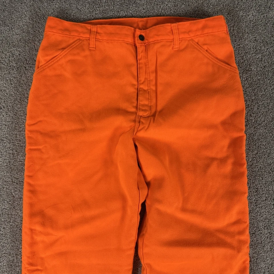 Pantalones Duxbak De Colección Para Hombres 36 Naranja Brillante Aislante Edredón Forrado Pantalón de Caza EE. UU. Foto 3 de 4