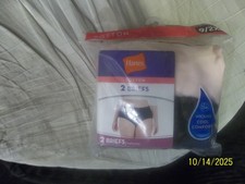 HANES LADIES COTTON BRIEF PANTIES TAGLESS WICKING COOL COMFORT 2-PACK SIZE 9