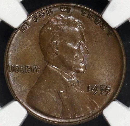 1955 DOUBLED DIE OBVERSE LINCOLN CENT NGC MS 63 BN GLOSSY AND VERY CLEAN FOR THE