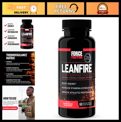 LeanFire Pre Workout Energy Pills - Green Tea Extract, Caffeine, Muscle Boost, 6