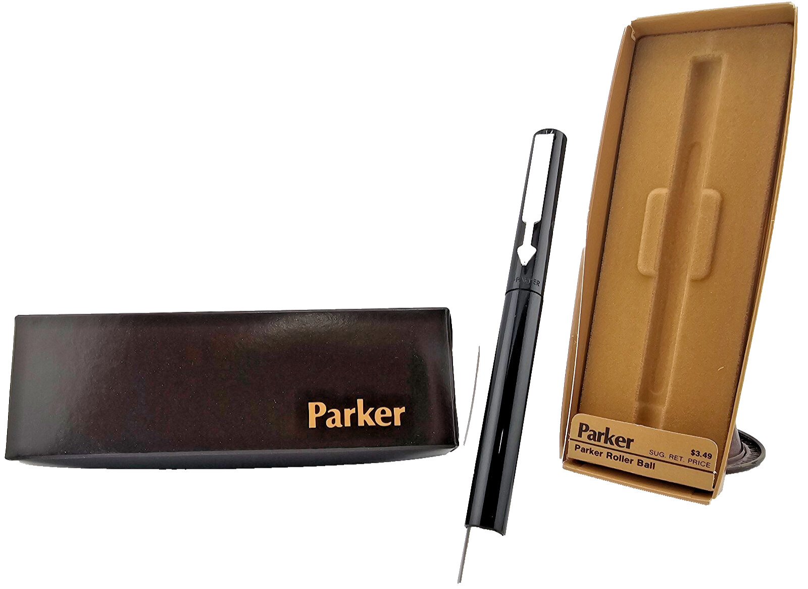 Parker Roller Ball Pen, Black, Model BLK-F, NOS, Vintage 1984, w/Box Pen