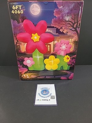 6FT Spring Easter Inflatable Flowers Outdoor Decoration Multi-Colored Blow up...