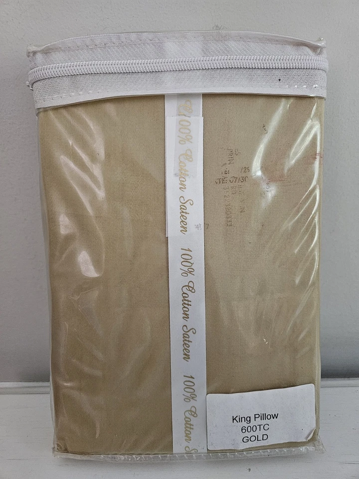 Fundas de almohada King 100 % algodón satén 600 hilos dorado  Foto 3 de 4