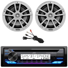 JVC KD-T92MBS Single DIN Marine CD Receiver, 2x 6.5" 225W Speaker, USB/AUX Adapt