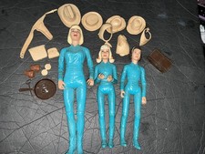 VTG Lot Marx 3 Dolls Action Figures Women Jane, Josie, Janice And Accessories