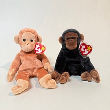 Ty Beanie Baby lot: Bongo the Monkey and Congo the Gorilla vintage plush toys