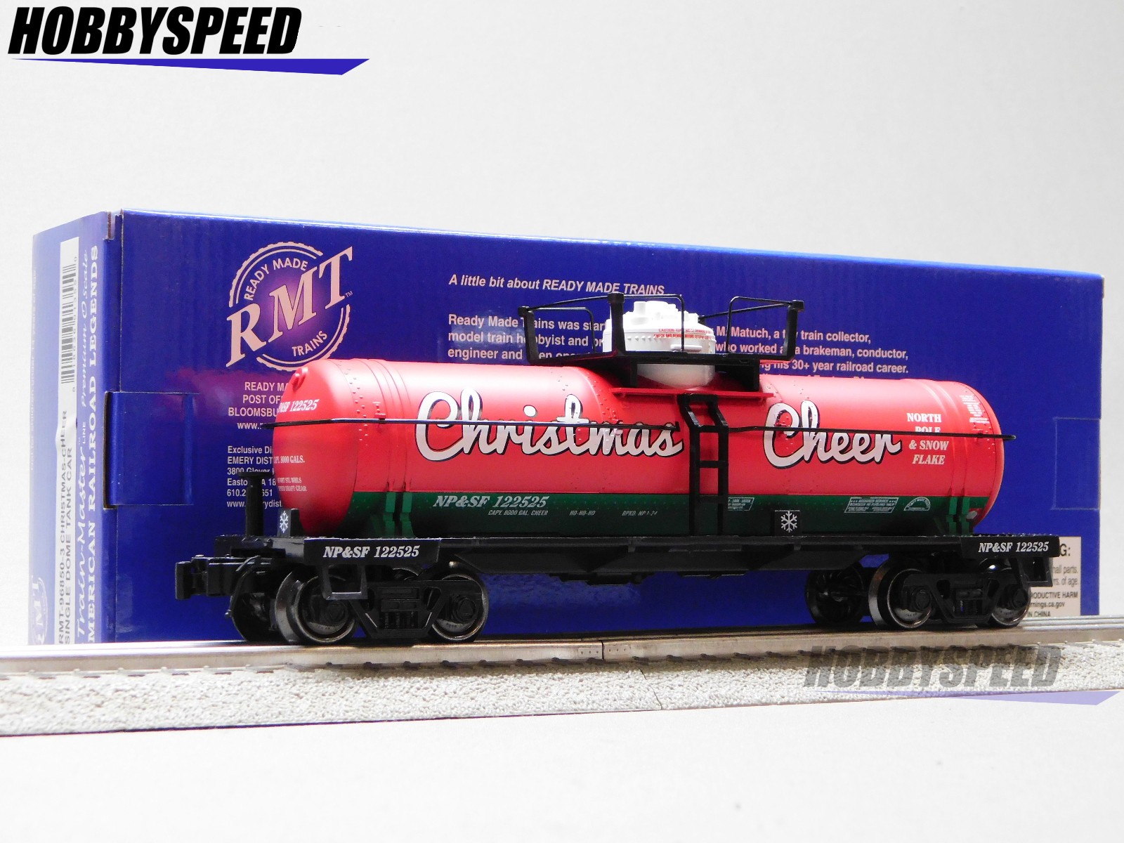 READY MADE TRAINS CHRISTMAS CHEER SINGLE DOME TANK CAR santa RMT968503 NEW