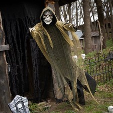 35 1/4" x 6 Ft. Animated Hanging Grim Reaper Plastic Halloween Decor - A940