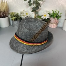 Felt Trachten Hat Tyrolean Alpine German Feather Gray Oktoberfest Costume Men