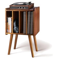 Acacia Wood Record Display Stand - Classical Design