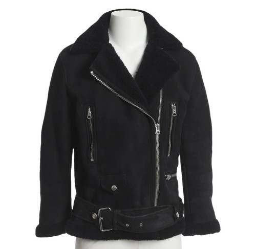 Acne Studios Black Suede and Shearing Velocite Jacket 32