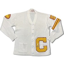 Vintage 50s/60s Letterman Cardigan Sweater Beige True Vintage Size M/L