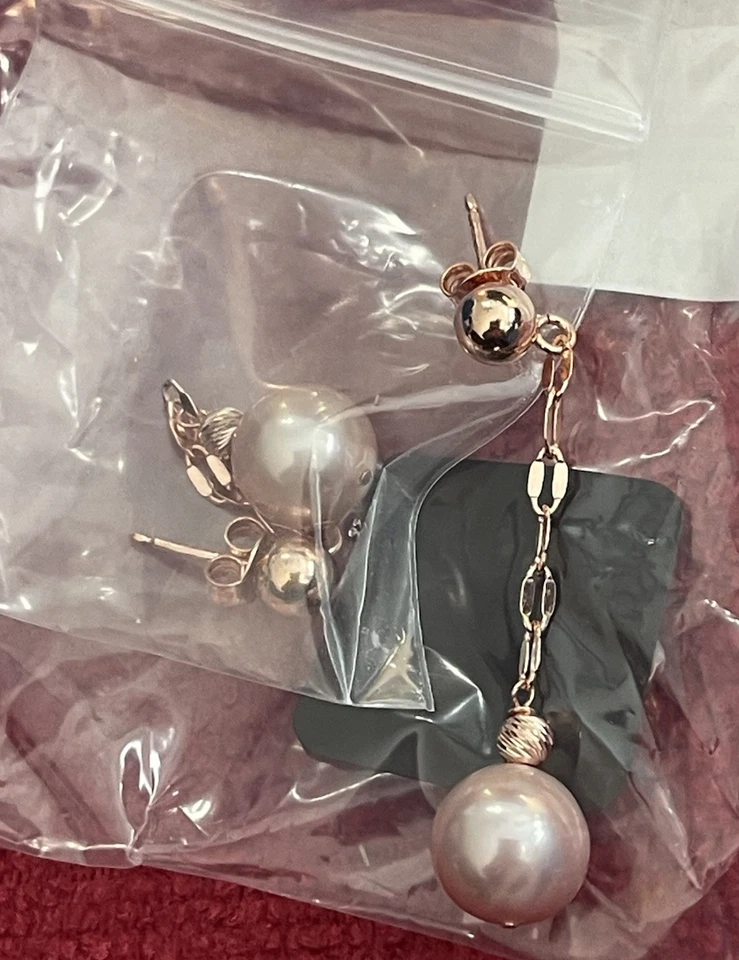 Genusis Pink Cultured Freshwater Pearl 18k RoseGold Over Sterling Silver Earring - Image 2 of 4