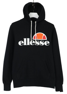 Ellesse Sweatshirt Herren Klein Schwarz Logo mit Kapuze Kordelzug Kängurutasche
