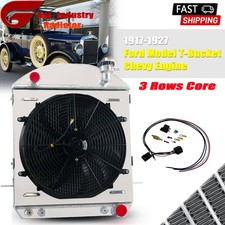 3 Row Radiator Shroud Fan Kits For 1917-1927 18 Ford Model T-bucket Chevy Engine