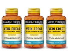 VEIN ERECT L-ARGININE MACA SEXUAL ENERGY 3 X 80 = 240 CAPSULES MASON NATURAL