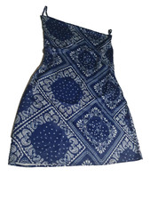 Cider Navy Blue Bandana Print Midi Dress Slip Style XXL
