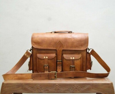 Leather Bag Handmade Genuine Vintage Laptop Messenger Briefcase Men's Satchel