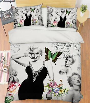 3D Rose Butterfly ZHUA1355 Bed Pillowcases Quilt Duvet Cover Set Queen King Zoe