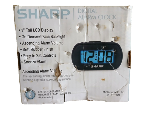 SHARP Digital Alarm Clock Soft Rubberized Finish Large 1" Tall LCD Time Display - Picture 4 of 12