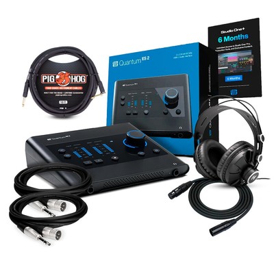 PreSonus Quantum ES2 2x2 USB C Audio Interface with Headphones and Cable Bundle