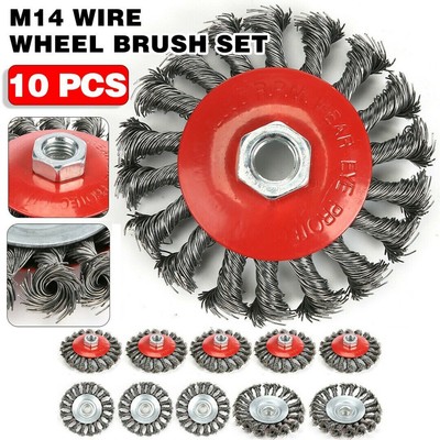 4 Piece M14 Twist Knot Wire Wheel Brush Set 4" For 115mm Angle Grinder NEW 4 Piece M14 Twist Knot Wire Wheel Brush Set 4" For 115mm Angle Grinder NEW