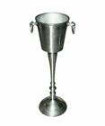Rustic Floor Stand Silver Champagne Bucket Distressed Look Wine Cooler Ice Gift