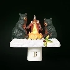 Black Bear Campfire Christmas Plug In Night Light 164574