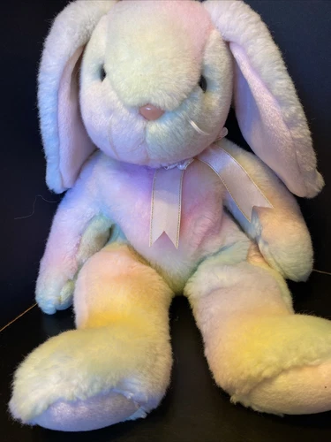 Vintage TY Beanie Buddy Hippie 14” Plush Rainbow Tye Dyed Bunny Rabbit 1999 used