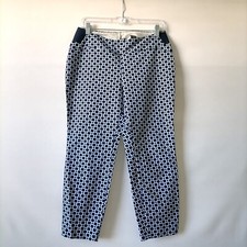 Investments Womens Blue Mid Rise Elastic Waist Geometric Print Crop Pant Sz 10P